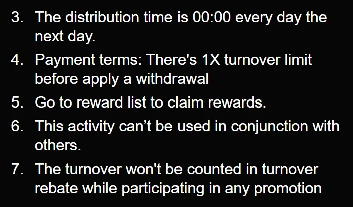 Rules of activity of Daily Rebate